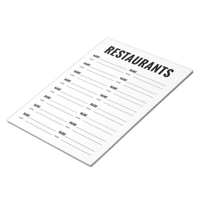 Organisationsformulär för Restauranger Anteckningsblock (Vinklad)