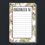 Organiserad AF Funny Post-it Notes Gift for Friend<br><div class="desc">De här höftbilderna och superskojet efter det gör en underbar gåva till den speciella vännen,  den underbara läraren - eller är en söt "Treat Unga Self"-present!
Den här designen har svart text och linjer med rosa blommigtar och grönt löv.

Besök vår webbplats för mer design och inspiration: www.creativeuniondesign.com</div>
