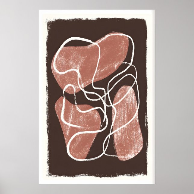 Organisk form väggkonst, jordton abstrakt poster (Framsidan)