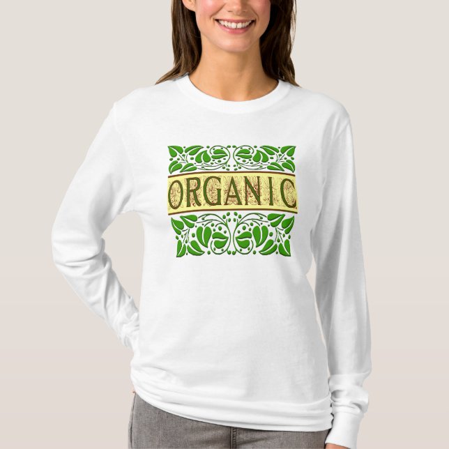 Organisk Grönt som Vintagar Löv Tee Shirt (Framsida)