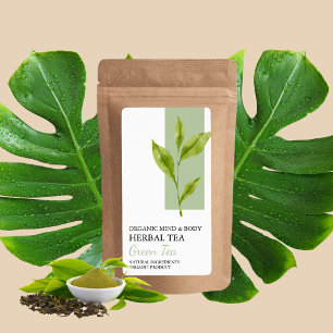 Organisk Grönt Tea Herbal Tea Business Label Fraktsedel