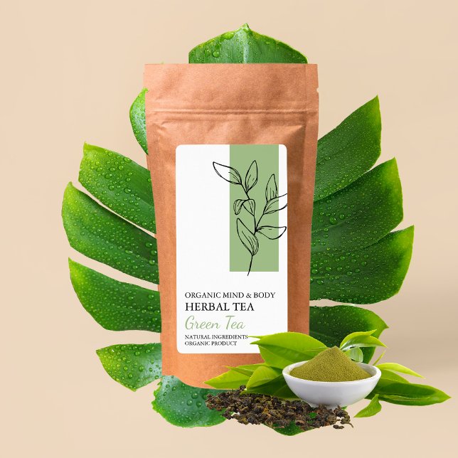 Organisk Grönt Tea Herbal Tea Business Label Fraktsedel (Skapare uppladdad)