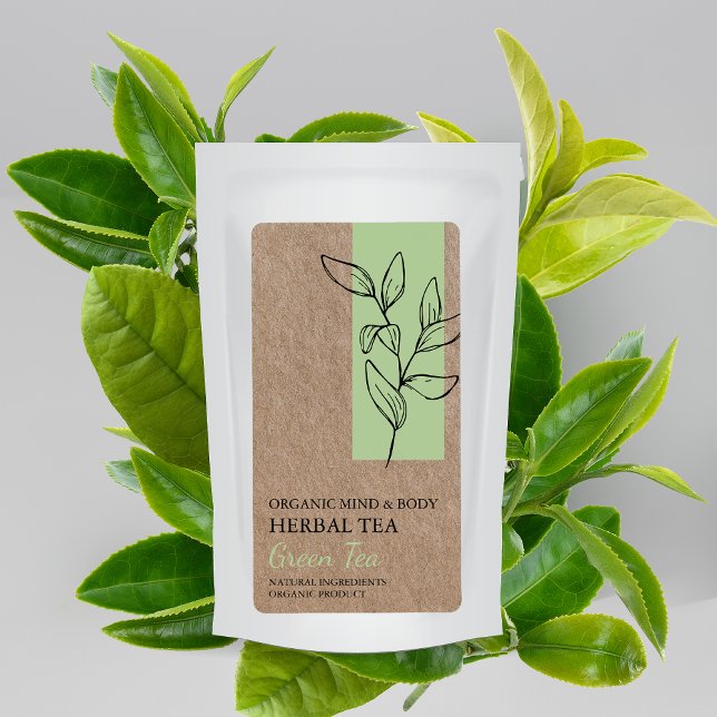 Organisk Grönt Tea Herbal Tea Kraft Business Label Fraktsedel (Skapare uppladdad)