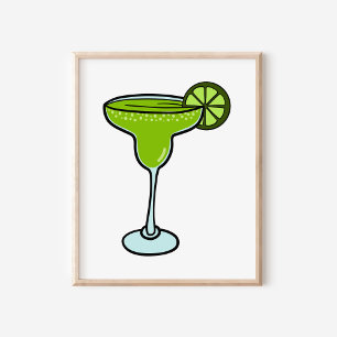 Organisk Handritad Margarita Konst Poster