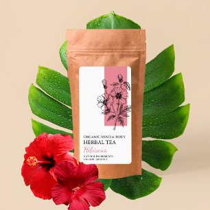Organisk Hibiscus Herbal Tea Business Label Fraktsedel