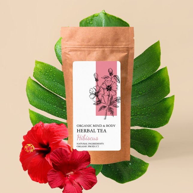 Organisk Hibiscus Herbal Tea Business Label Fraktsedel (Skapare uppladdad)