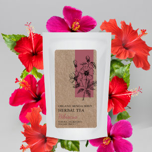 Organisk Hibiscus Herbal Tea Kraft Business Label Fraktsedel
