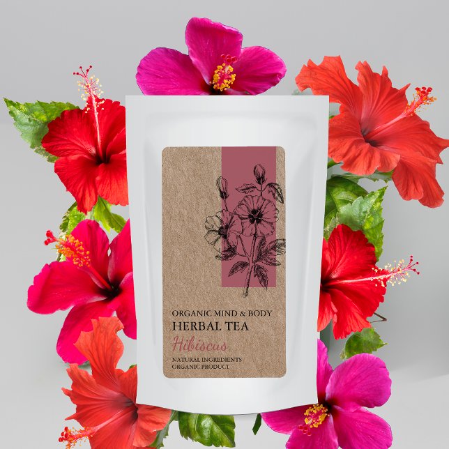Organisk Hibiscus Herbal Tea Kraft Business Label Fraktsedel (Skapare uppladdad)