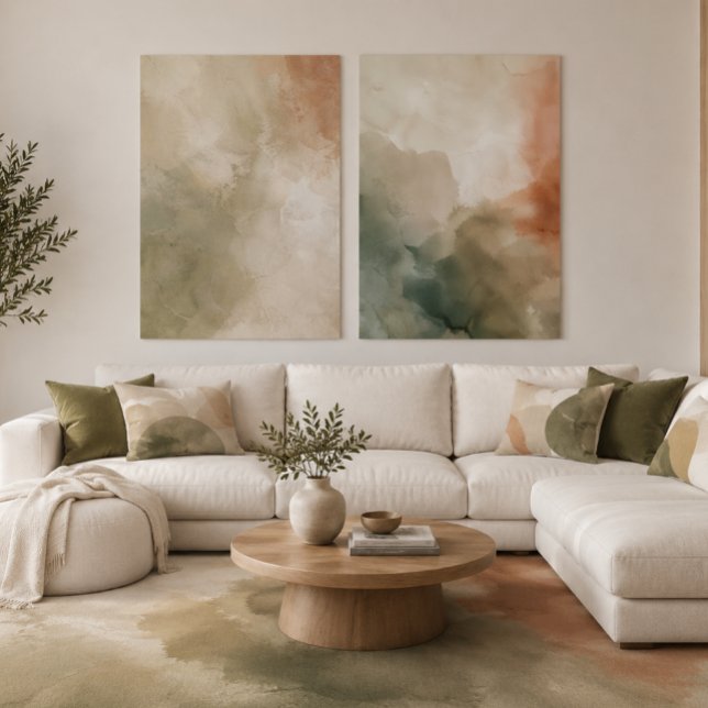 Organisk Modern Saggrön & Beige Neutral  Poster (Skapare uppladdad)