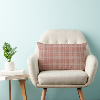 Organisk modern terrakotta beige rutig accentdekor lumbarkudde