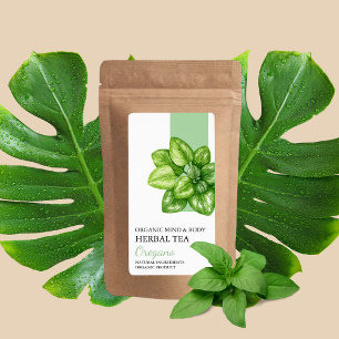 Organisk Oregano Herbal Tea Business Label Fraktsedel