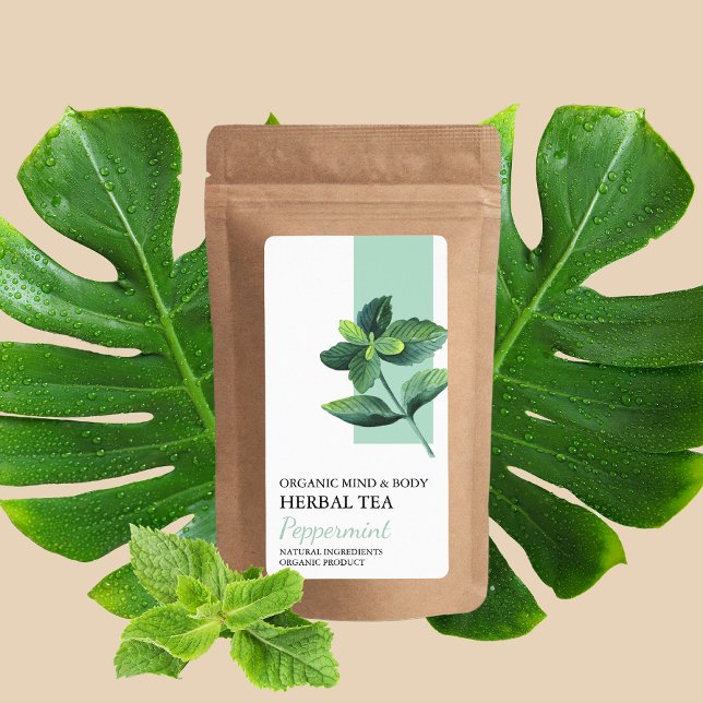 Organisk peppermynt Herbal Tea - affärsetikett Fraktsedel (Skapare uppladdad)
