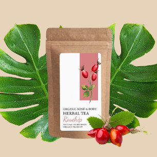 Organisk rosehip Herbal Tea Business Label Fraktsedel