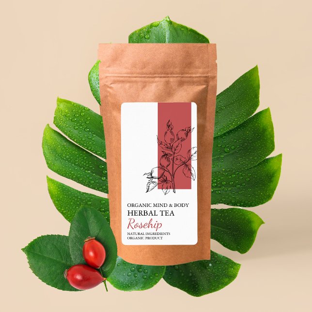 Organisk rosehip Herbal Tea Business Label Fraktsedel (Skapare uppladdad)