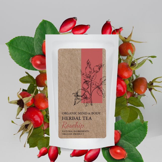 Organisk Rosehip Herbal Tea Kraft Business Label Fraktsedel (Skapare uppladdad)