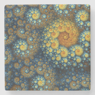 organisk spiral Fractal "för a.lone-" blått Underlägg Sten