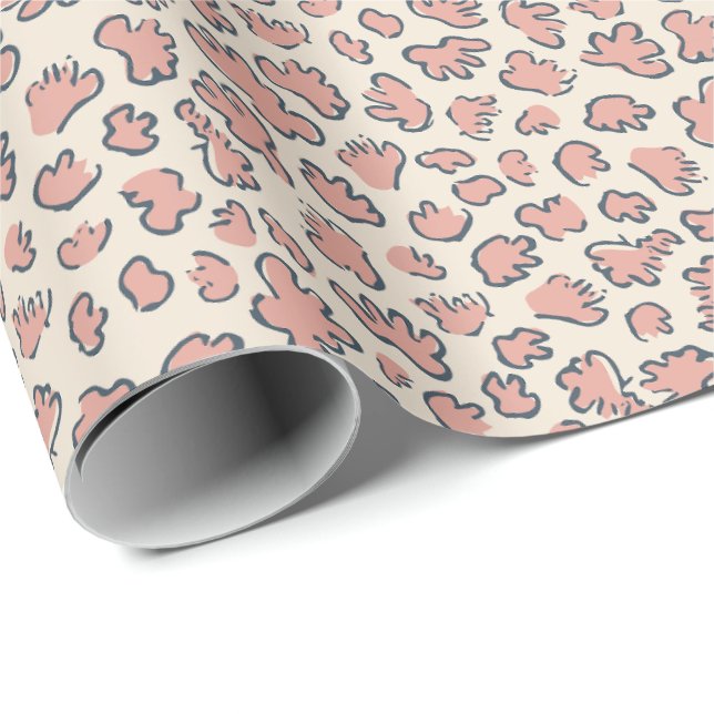 Organisk Terrazzo Kronblad | Modern Blekröd Persik Presentpapper (Rullad Hörn)