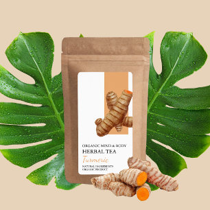 Organisk turmeric Herbal Tea Business Label Fraktsedel
