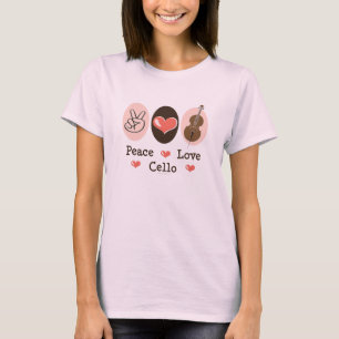 Organisk utslagsplats för fredkärlekvioloncell t shirt