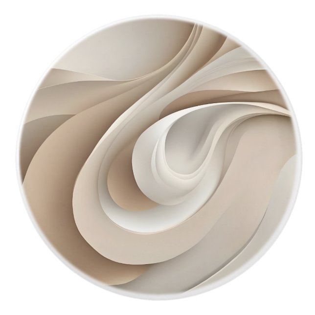 "Organisk Virvel" | Beige Abstrakt Konst Knopp (Framsidan)