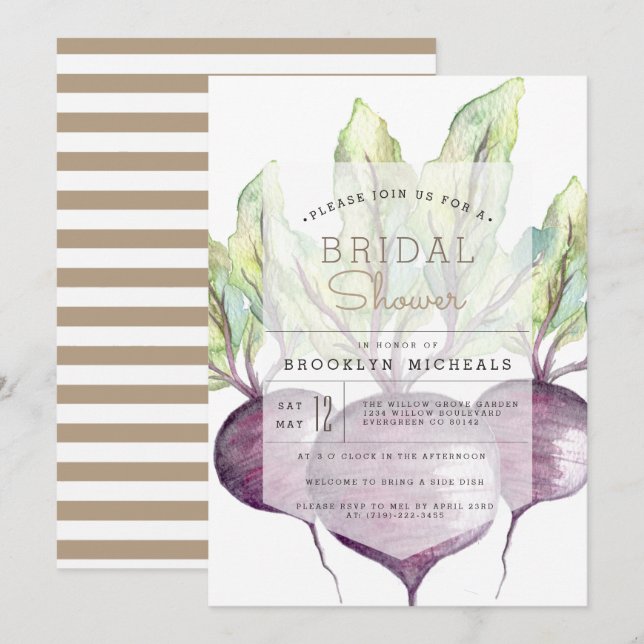 Organiska betor | Veggie | Möhippa för vattenfärg Inbjudningar (Fram/baksida)