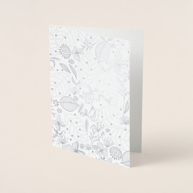 Organiska Blommigtar Mors dag Hälsning Folierat Kort (Framsida)