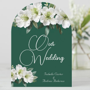 Organiska bröllopsazaleor Vita skoggröna blommor Inbjudningar