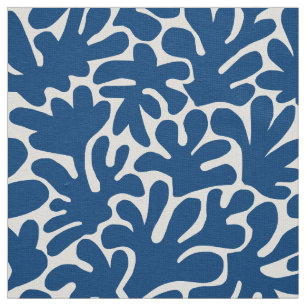 Organiska former, Abstrakt 240822 - Indigo Stil Bl Tyg