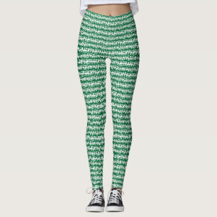Organiska horisontella ränder - Skogsgrön Leggings