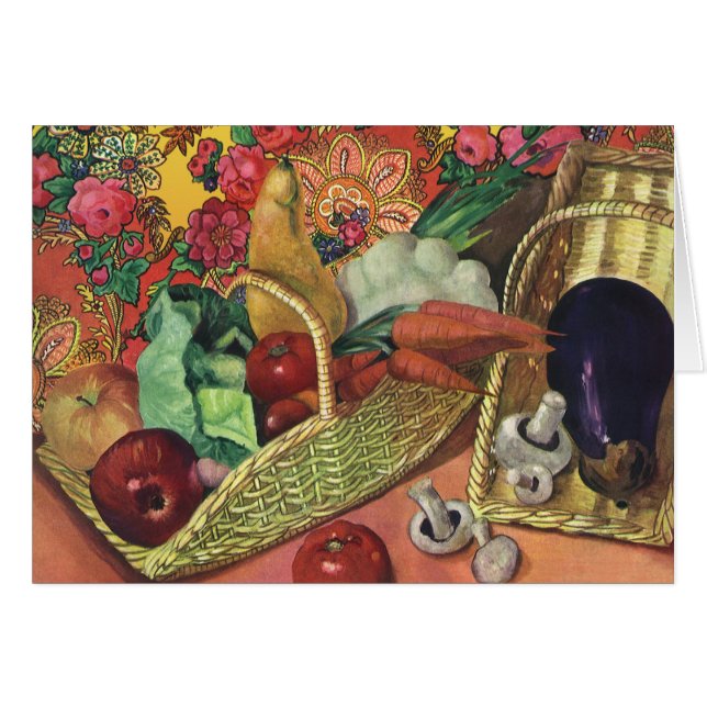 Organiska livsmedel, trädgårdsgrönsaker, blommor hälsningskort (Framsidan Horizontal)