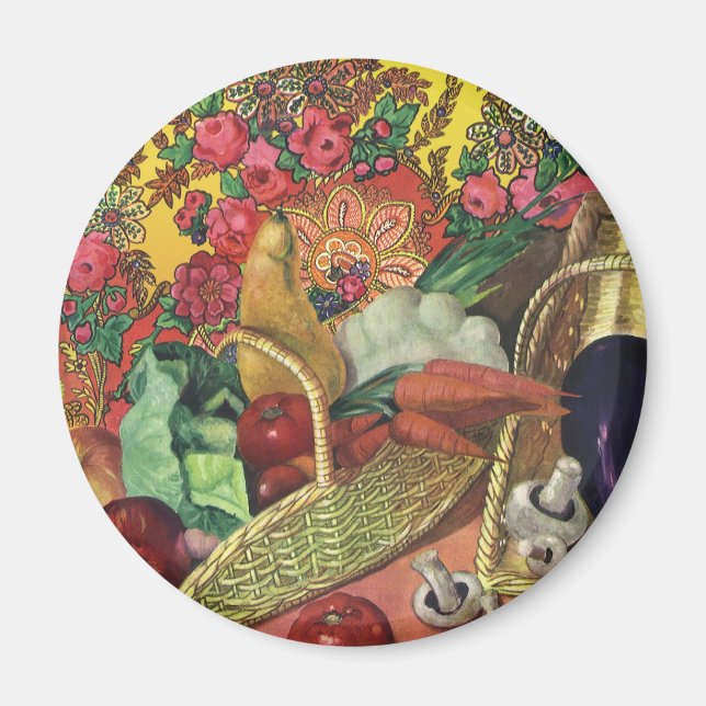 Organiska livsmedel, trädgårdsgrönsaker, blommor magnet (Framsidan)