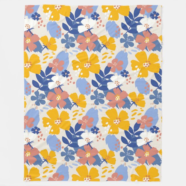 Organiska platta Blommigtar Fleecefilt (Framsidan)