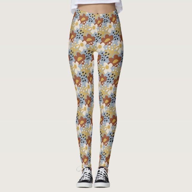 Organiska platta Blommigtar Leggings (Framsida)