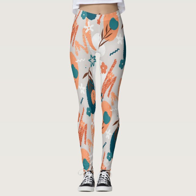 Organiska platta Blommigtar Leggings (Framsida)