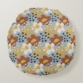 Organiska platta Blommigtar Rund Kudde