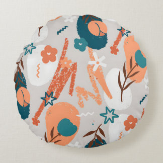 Organiska platta Blommigtar Rund Kudde