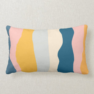 Organiska Rand i Mustard Rosa Blue Grått Cream Lumbarkudde