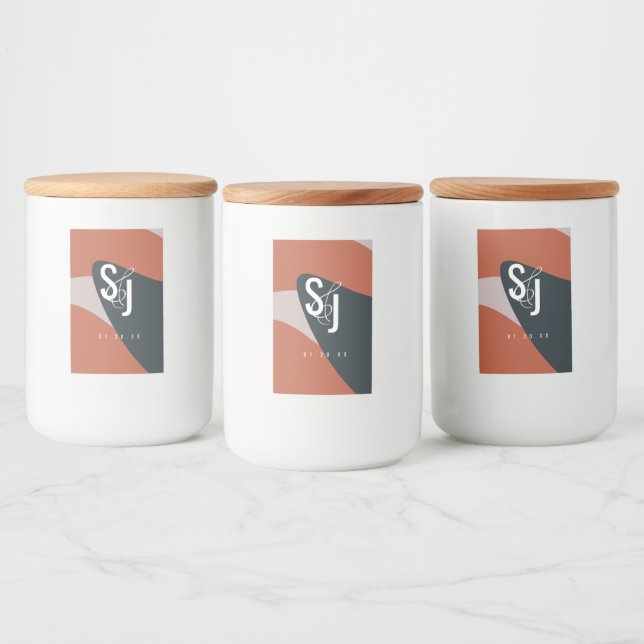 Organiska Terracotta Blue  Bröllop Mat Etikett (Flaskor)