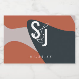 Organiska Terracotta Blue Bröllop Mat Etiketter