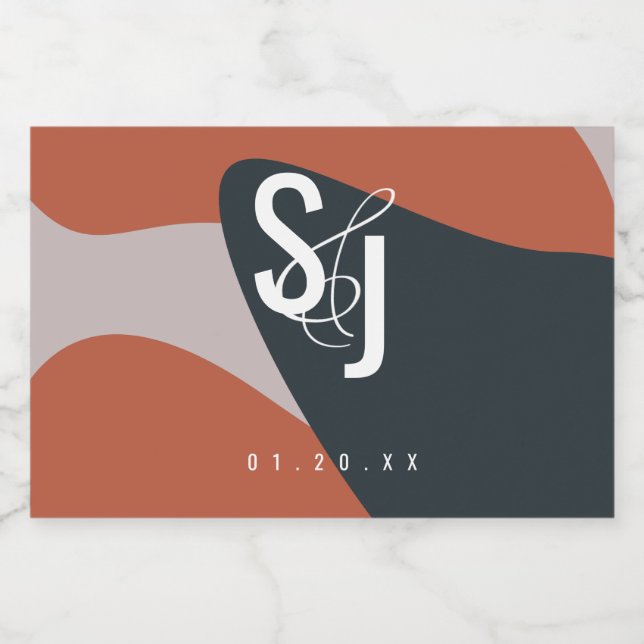 Organiska Terracotta Blue  Bröllop Mat Etiketter (Singel etikett)