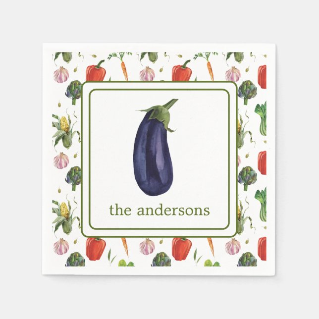 Organiska vattenfärgningsmedel Eggplant Pappersservett (Framsidan)