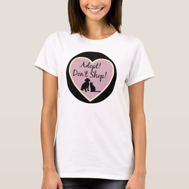 Organiskt "Adopt Do Not Shop" T-Shirt-Lila Tee (Framsida)