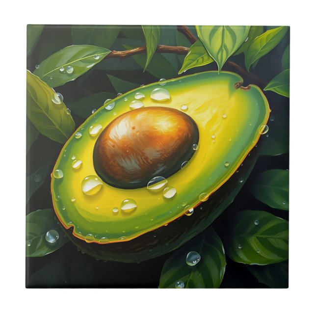 Organiskt berusat Avocado med trädroppar Kakelplatta (Framsidan)