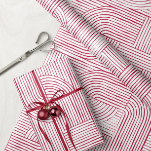 Organiskt geometriskt Rand & Arches Red & White Presentpapper