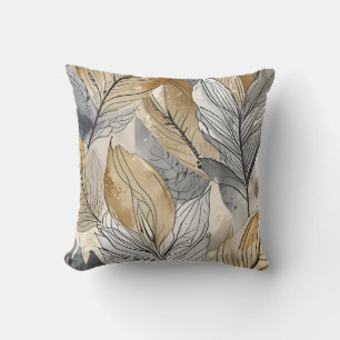 Organiskt läaféfärgkonst, guld grått kudde
