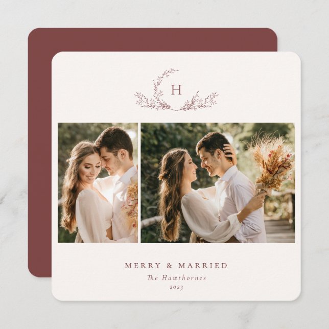 Organiskt monogram 2-foto julkort (Fram/baksida)