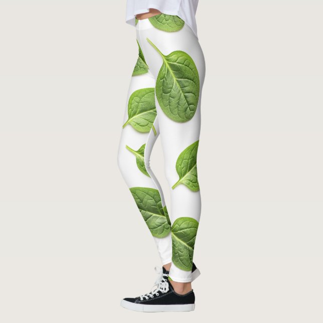 Organiskt spinach Löv sjölöst Mönster Leggings (Vänster)
