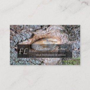 Organiskt träd bark yta grått-rektangulärt monogra visitkort