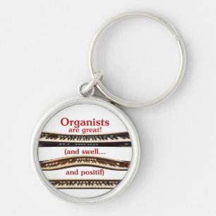 Organists är underbar och dyningkeychain rund silverfärgad nyckelring