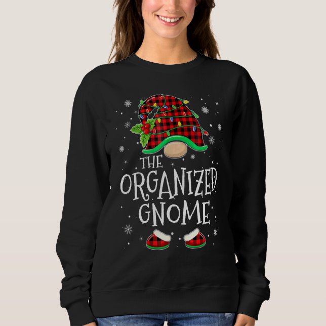 Organized Gnome Red Plaid Matching Family Christma T Shirt (Framsida)